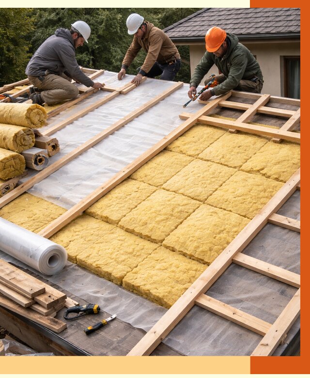 Утепление скатной крыши в Ртищево от 1277 руб./м2 под ключ | ТепломастерРтщ